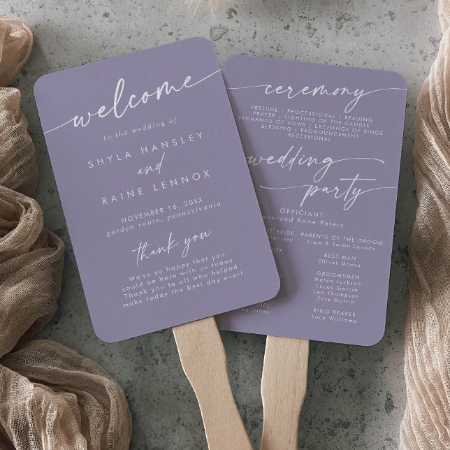 Éventail Boho Chic Lavender Purple Wedding Programme (Créateur téléchargé)