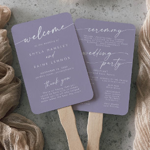 Éventail Boho Chic Lavender Purple Wedding Programme
