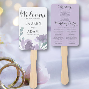 Éventail Boho Floral Eucalyptus Purple Wedple Programme de 
