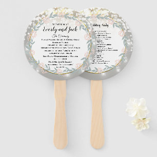 Éventail Boho Forest Mason Jar Pink Gold Wedding Programme