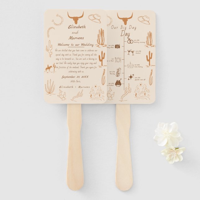 Éventail Boho Western Cowboy Illustration Événements Calend (Devant et derrière)