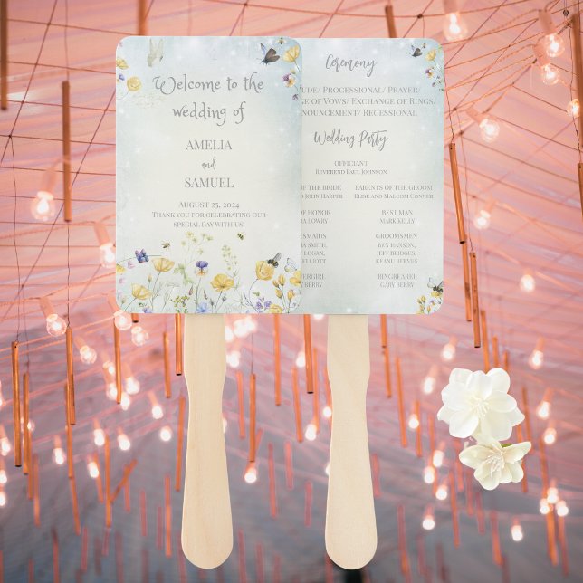 Éventail Boho Wildflower Rustic Green Wedding Programme (Créateur téléchargé)