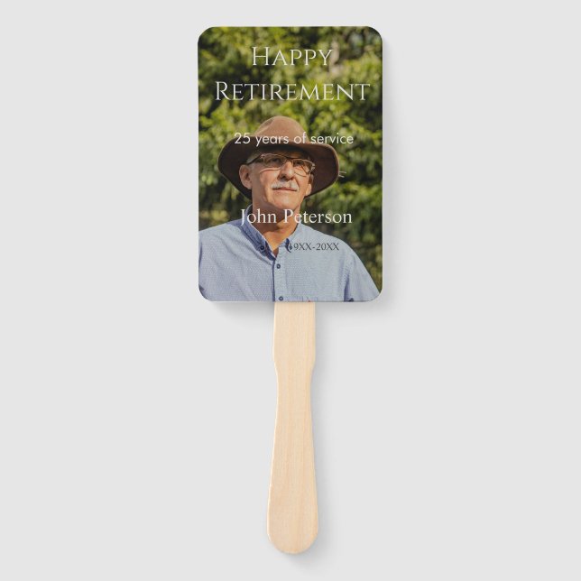 Éventail Bonne retraite photo nom année de service (Devant)