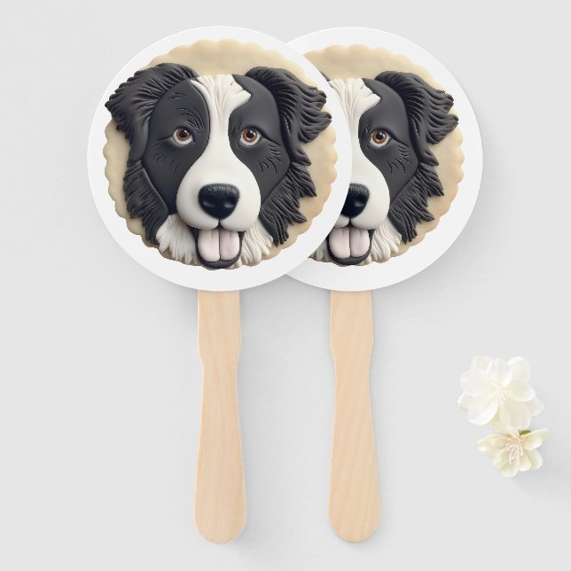 Éventail Bordure Collie Chien 3D inspiré (Devant et derrière)