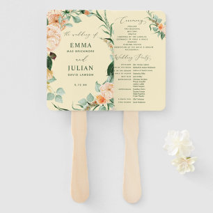 Éventail Botanique Boho Green Programme de mariage jaune