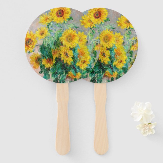 Éventail Bouquet de tournesols Claude Monet (Devant et derrière)