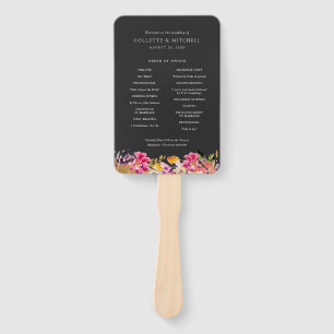 Éventail Bouquet romantique Hot Pink Black Wedding Programm