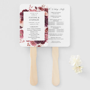 Éventail Bourgogne et rose pâle 8B Programme de mariage Ven