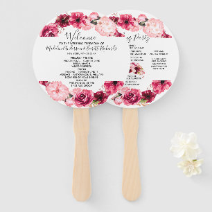 Éventail Bourgogne Floral Wreath Mariage Cérémonie Programm
