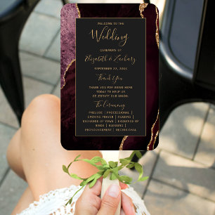 Éventail Bourgogne Gold Agate Dark Wedk Wedding Programme