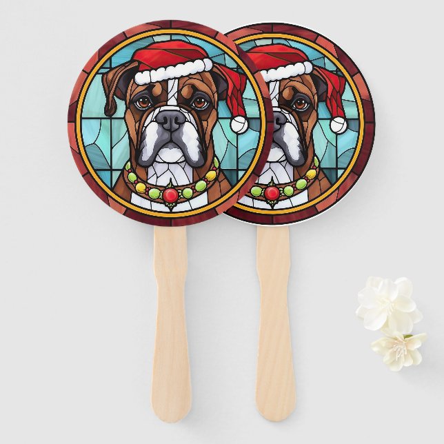 Éventail Boxer en verre tendu Noël (Devant et derrière)