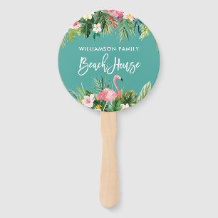 Éventail Brosse Script Tropical Floral Family Beach House