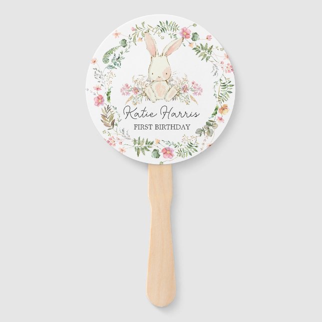Éventail Bunny Anniversaire Invitation, Un ventilateur de l (Devant)