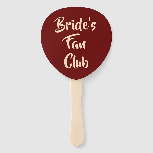 Éventail Burgundy Blush Bride's Fan Club Bridesmaid Nom (Devant)
