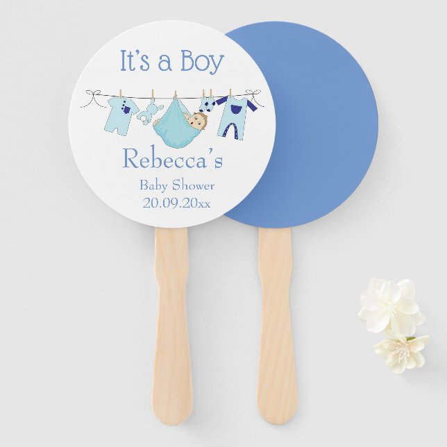 Éventail C’est une illustration de Boy Cute Baby shower ble (Devant et derrière)