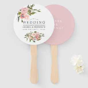 Éventail Cadeau de mariage rose floral et or rose