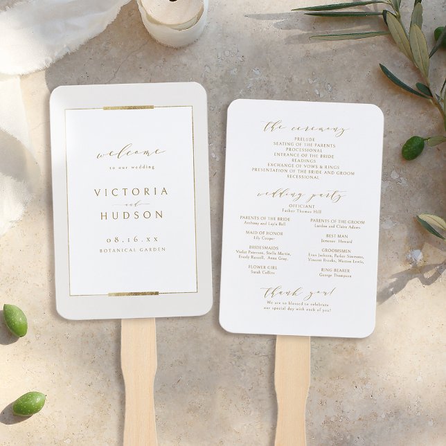 Éventail Cadre Elégance Simple Moderne Mariage programme (Framed Elegance Simple Modern Wedding program Hand Fan)