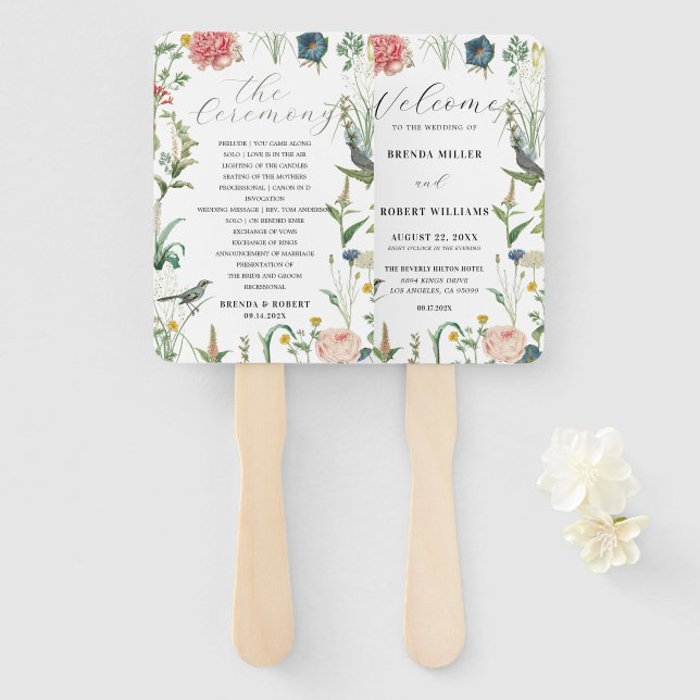 Éventail Cadre Mariage Fleur sauvage Secret Garden (Devant et derrière)