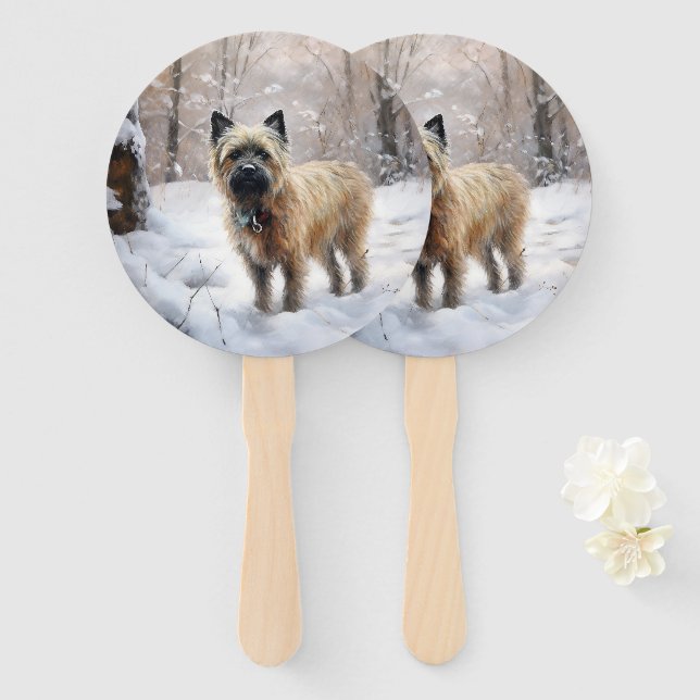 Éventail Cairn Terrier Qu'Il Neige Noël (Devant et derrière)