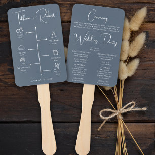 Éventail Calendrier de mariage modifiable bleu poussiéreux