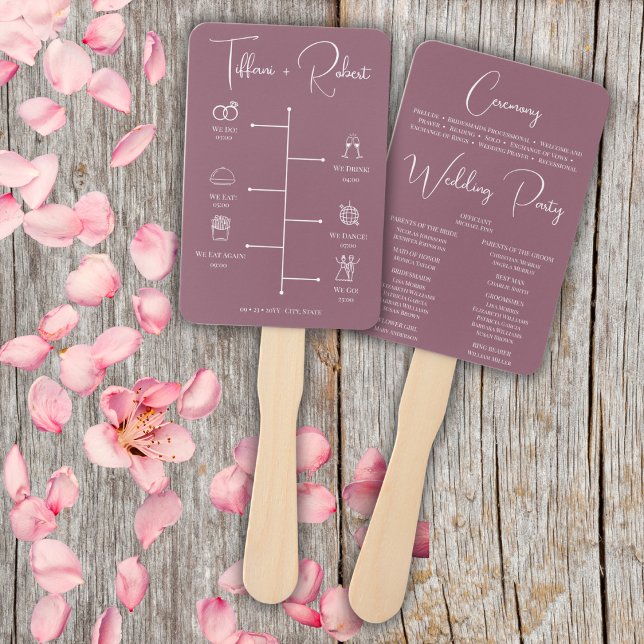 Éventail Calendrier de mariage modifiable couleur rose poud (Créateur téléchargé)
