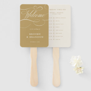 Éventail Calligraphie moderne intemporelle or mariage Timel