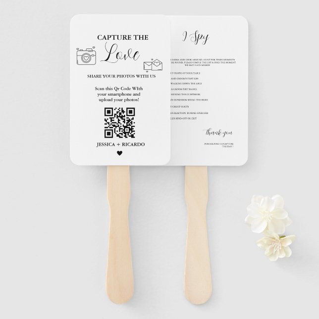 Éventail Capturez la carte de code QR Love Mariage, Carte p (Devant et derrière)