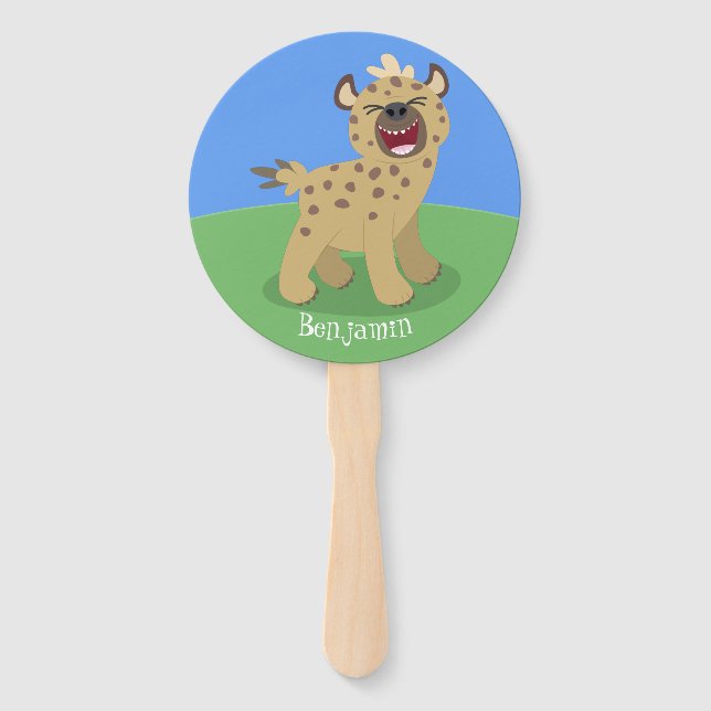Éventail Caricature amusante hyena riant illustration (Devant)