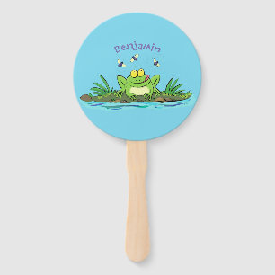 Éventail Caricature de grenouille vert mignon