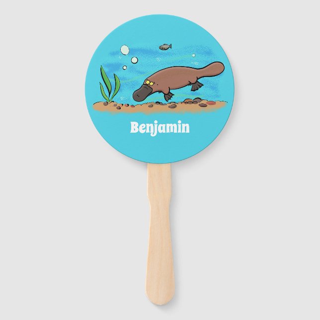 Éventail Caricature de natation de Cute platypus (Devant)