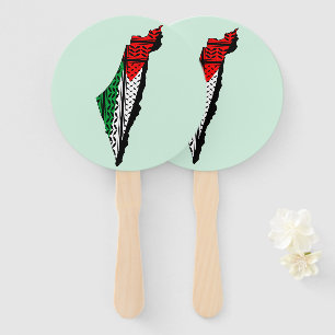 Éventail Carte de Palestine avec drapeau et Motif Keffiyeg