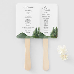 Éventail Carte du programme de mariage rustique Mountain Wo
