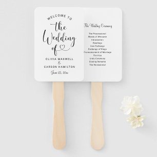 Éventail Cérémonie de bienvenue du Mariage de script Black 