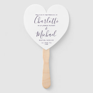 Éventail Cérémonie de Mariage de script violet Coeur