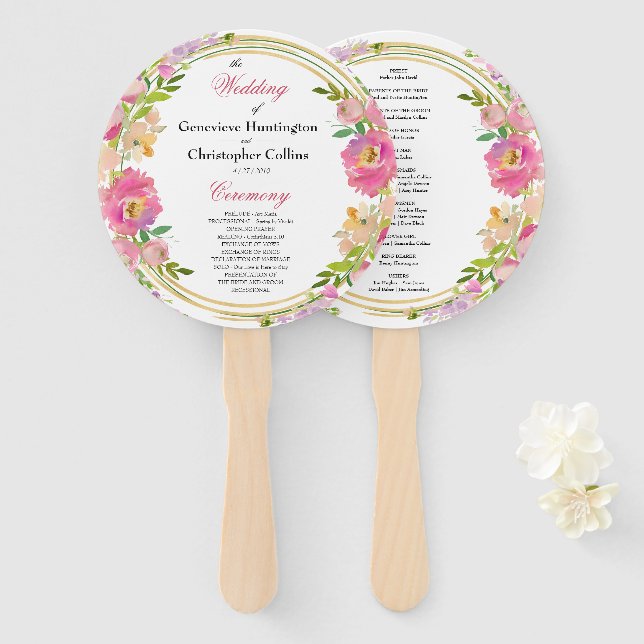 Éventail Cérémonie de mariage élégante de printemps bohème  (Devant et derrière)