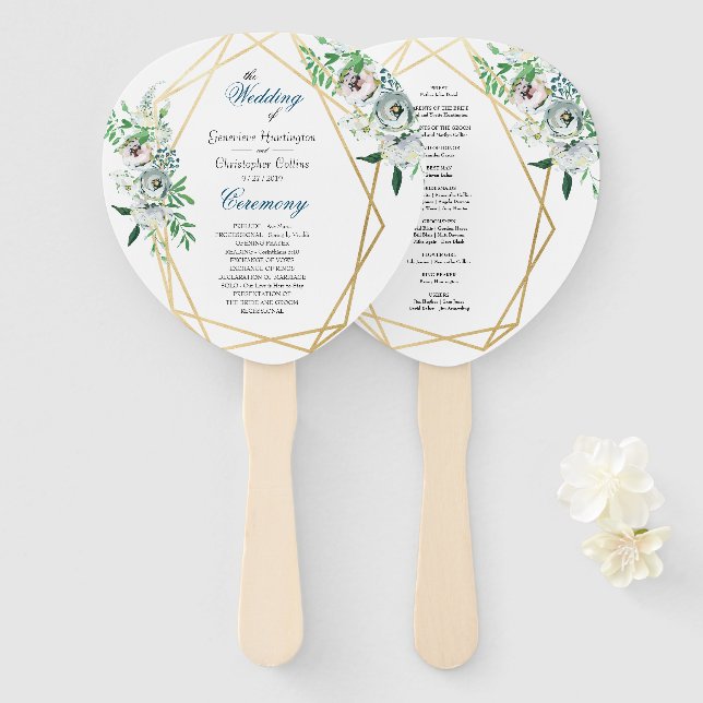 Éventail Cérémonie de Mariage géométrique de Boho aquarelle (Devant et derrière)
