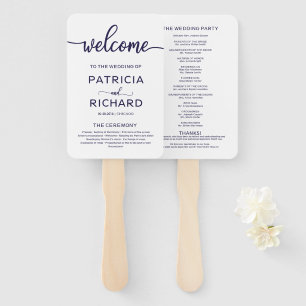 Éventail Cérémonie de mariage Ordre de service Chic Marine 