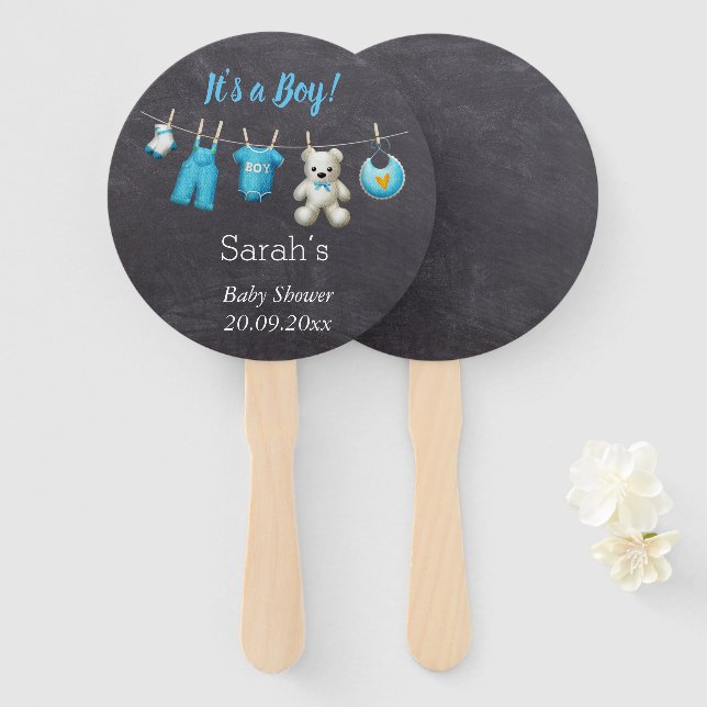 Éventail Chalkboard C'est un Baby shower de blanchisserie p (Devant et derrière)