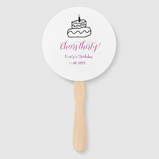 Éventail Cheers thirty birthday cake black scribble hand