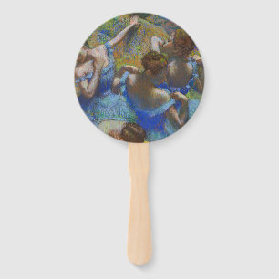 Éventail Chef-d'œuvre d'art fin pastel Danseuses bleues de