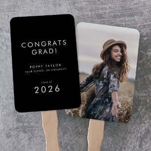 Éventail Chic Dark Black Congrats Grad Photo Grad Grad