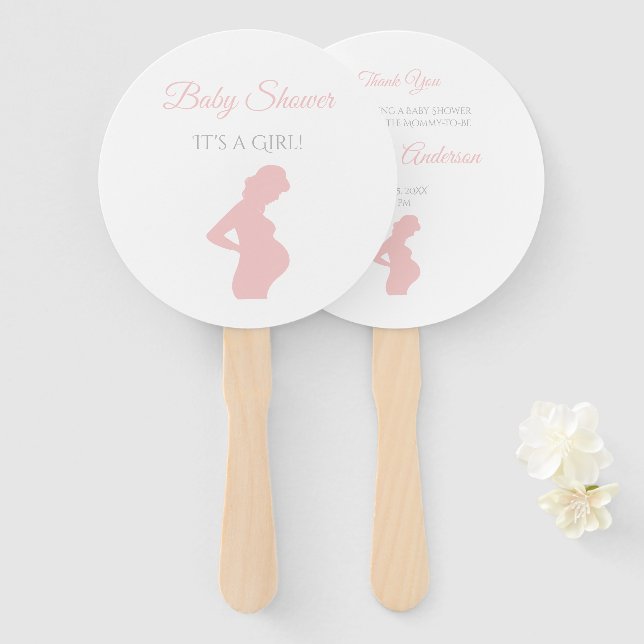 Éventail Chic fille Baby shower femme enceinte bébé bosse (Devant et derrière)