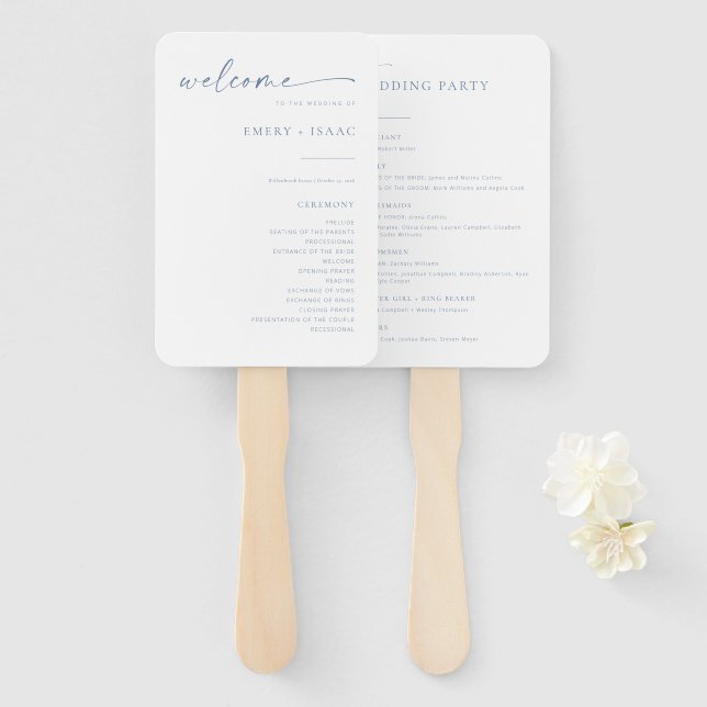 Éventail Chic + Simple Moderne Programme Mariage Ventilateu (Devant et derrière)