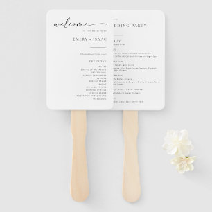 Éventail Chic + Simple Moderne Script Mariage Programme Fan