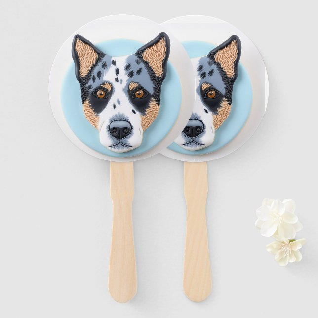 Éventail Chien Blue Heeler Inspiré 3D (Devant et derrière)