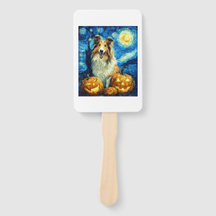 Éventail Chien Colley Roux Mignon Halloween Jack O Lantern 
