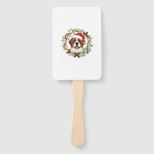 Éventail Chien Saint-Bernard de Noël Chapeau de Père Noël C