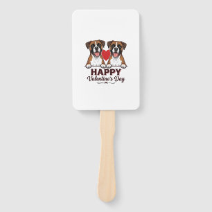 Éventail Chiens Boxer Joyeuse Saint-Valentin Vintage