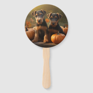 Éventail Chiots Airedale Automne Délice Citrouille