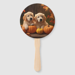 Éventail Chiots Golden Retriever Automne Délice Citrouille